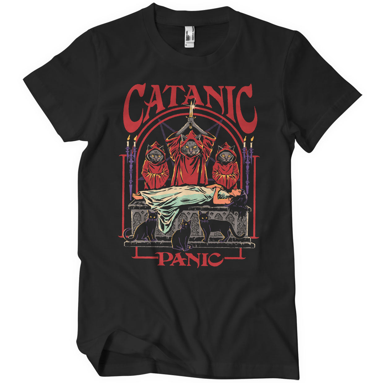 Officially Licensed Steven Rhodes - Catanic Panic Mens T-Shirt - Picture 2 of 2