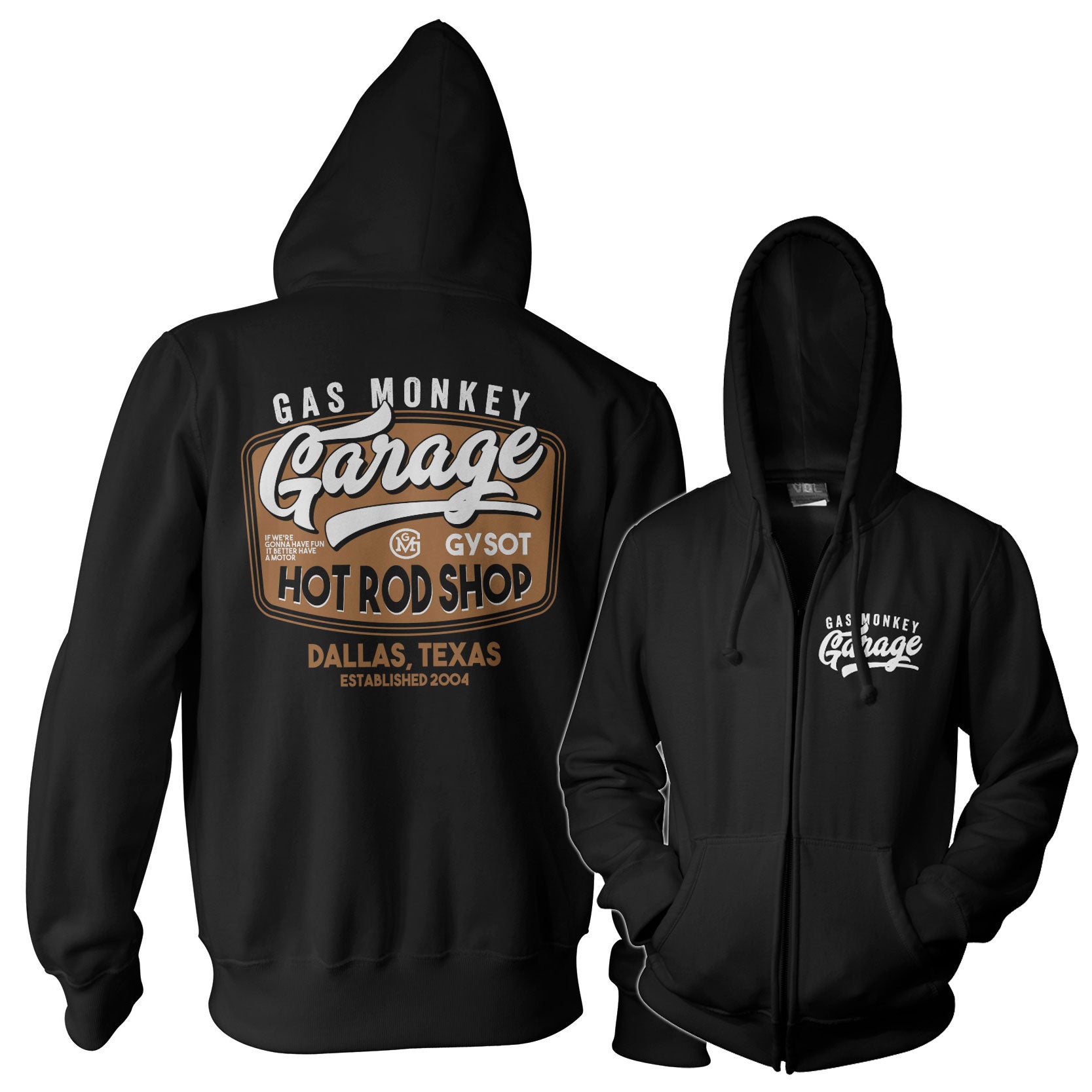 Officially Licensed Gas Monkey Garage - Rusty Hot Rod Zipped Hoodie - Picture 2 of 2