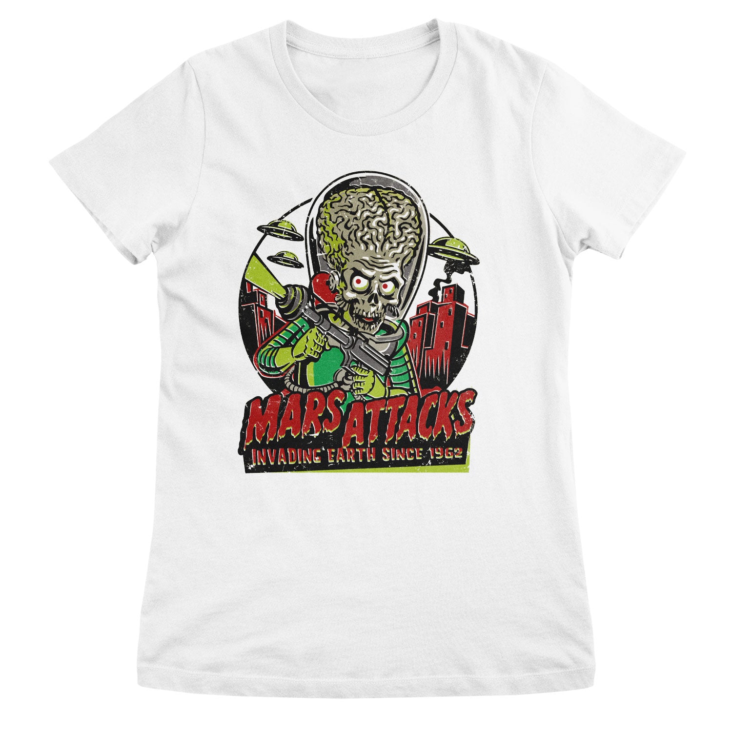Licenza Ufficiale Mars Attacks - Invading Terra Dal 1962 T-Shirt - Picture 2 of 2